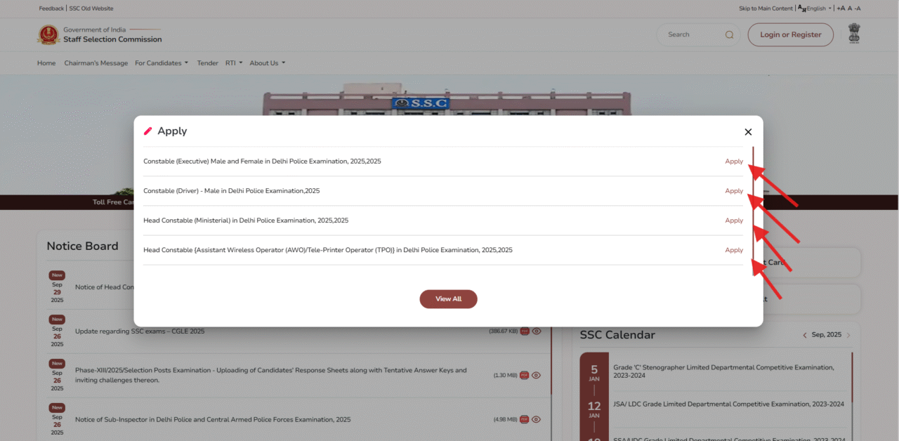 Delhi Police Head Constable Recruitment 2025 (Ministerial): दिल्ली पुलिस में 509 पदों पर भर्ती, अभी करें आवेदन 3 ssc website apply now section