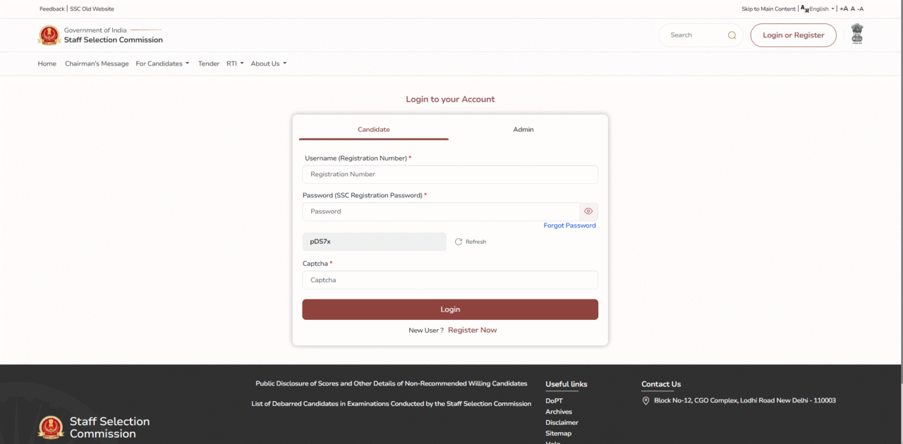 Delhi Police Head Constable Recruitment 2025 (Ministerial): दिल्ली पुलिस में 509 पदों पर भर्ती, अभी करें आवेदन 4 ssc webiste applicant login window