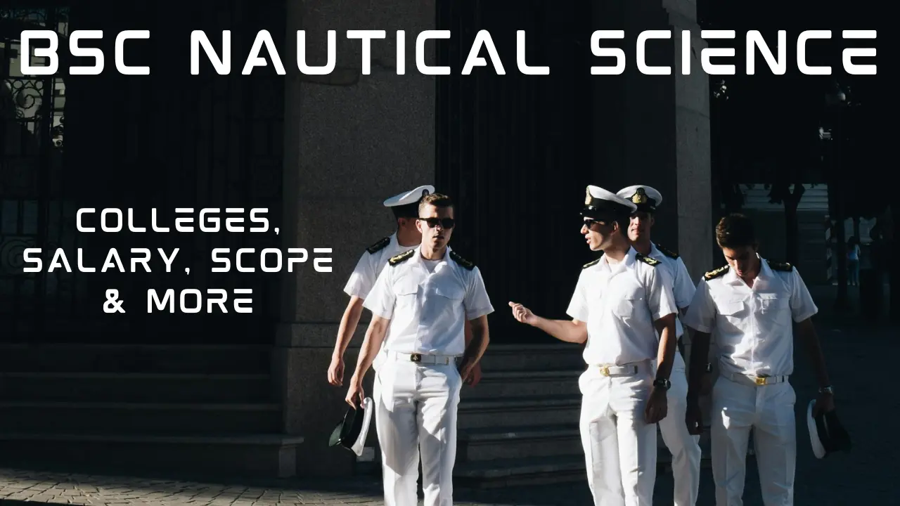 BSc Nautical Science क्या है? योग्यता, एडमिशन, फीस, सैलरी और करियर की पूरी जानकारी 1 Group of BSc Nautical Science cadets in white naval uniform outside maritime academy building discussing Merchant Navy career and training