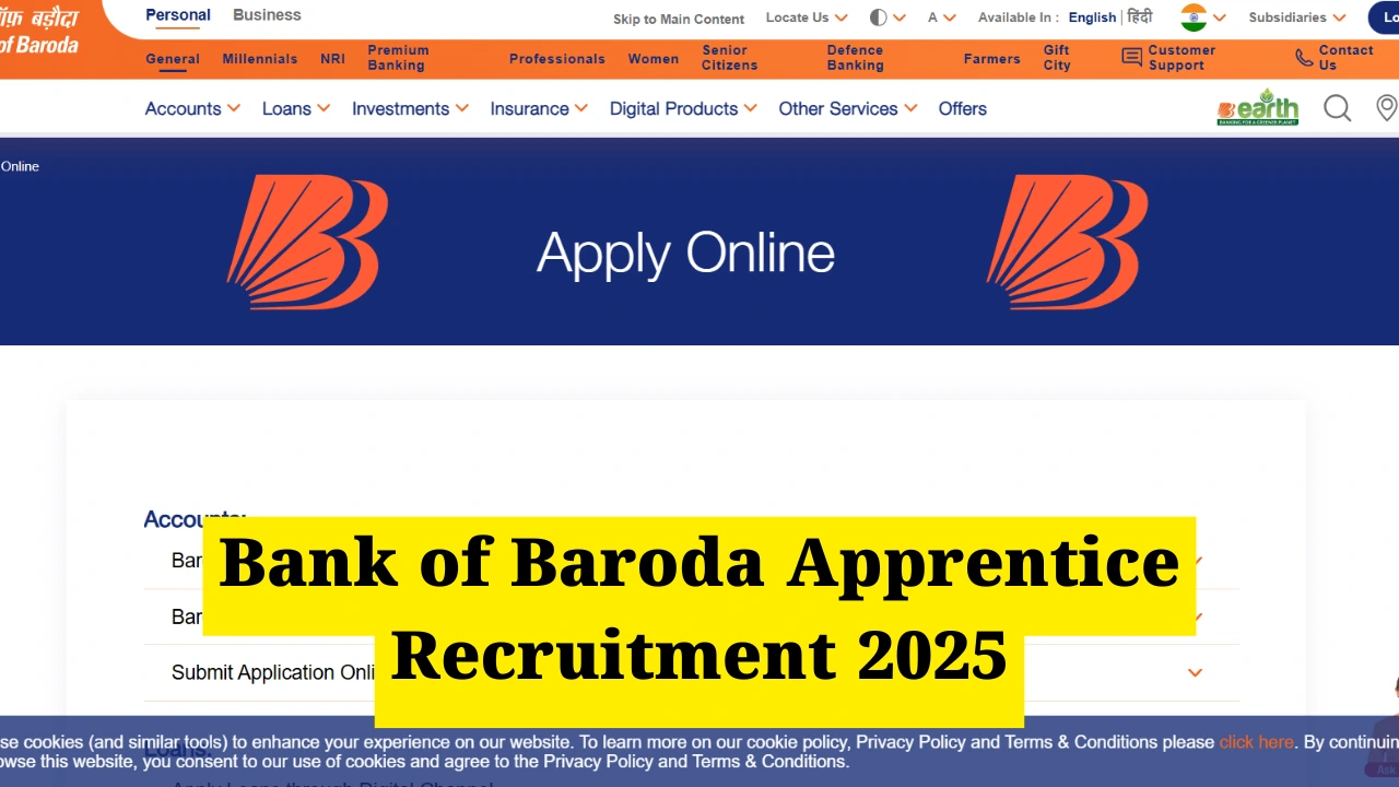 Bank of Baroda Apprentice Recruitment 2025: अप्रेंटिस के 2700 पदों पर आवेदन शुरू 1 Bank of Baroda Apprentice Recruitment 2025: अप्रेंटिस के 2700 पदों पर आवेदन शुरू