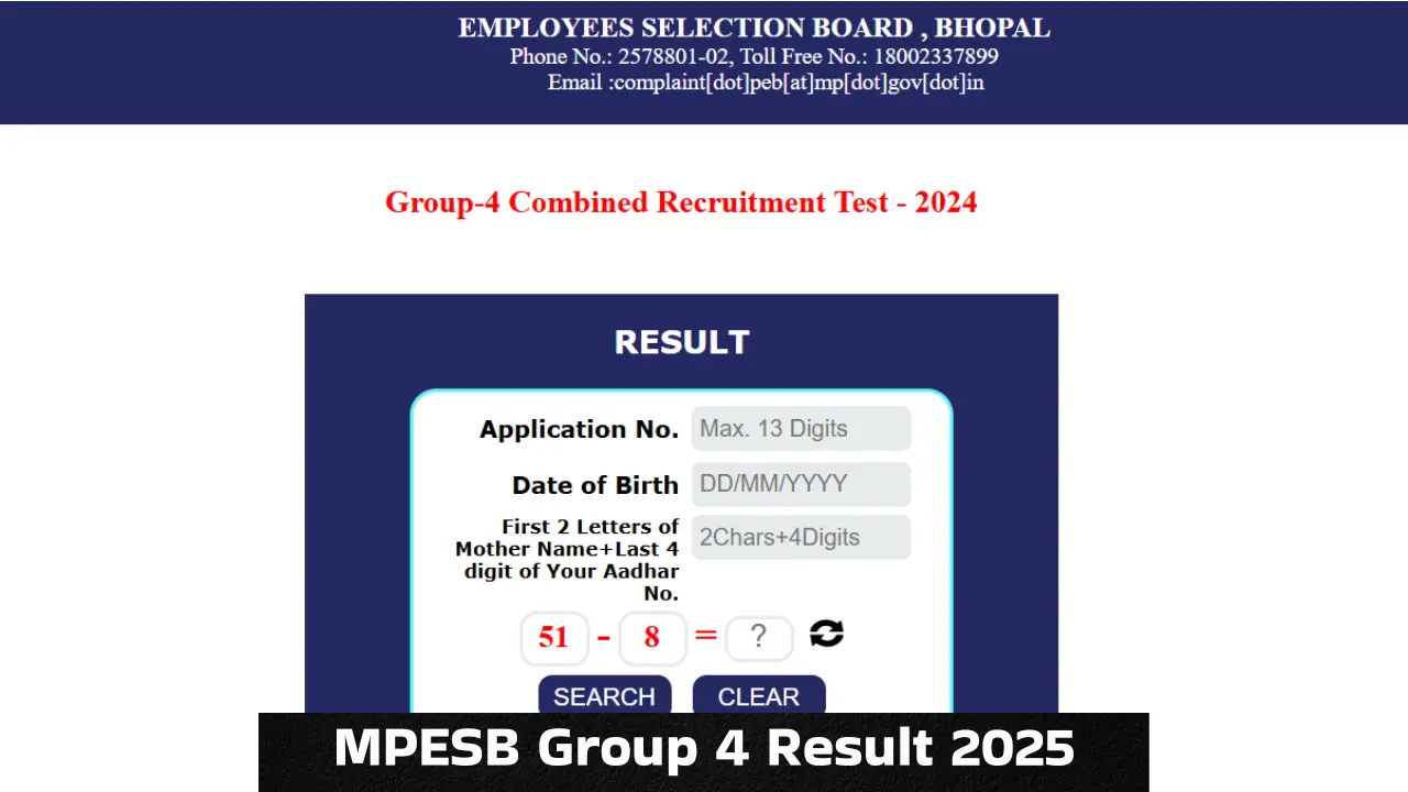 MPESB Group 4 Result 2025 OUT: एमपी ग्रुप 4 रिजल्ट esb.mp.gov.in पर जारी, ये रहा स्कोरकार्ड Direct Link 1 MPESB Group 4 Result 2025