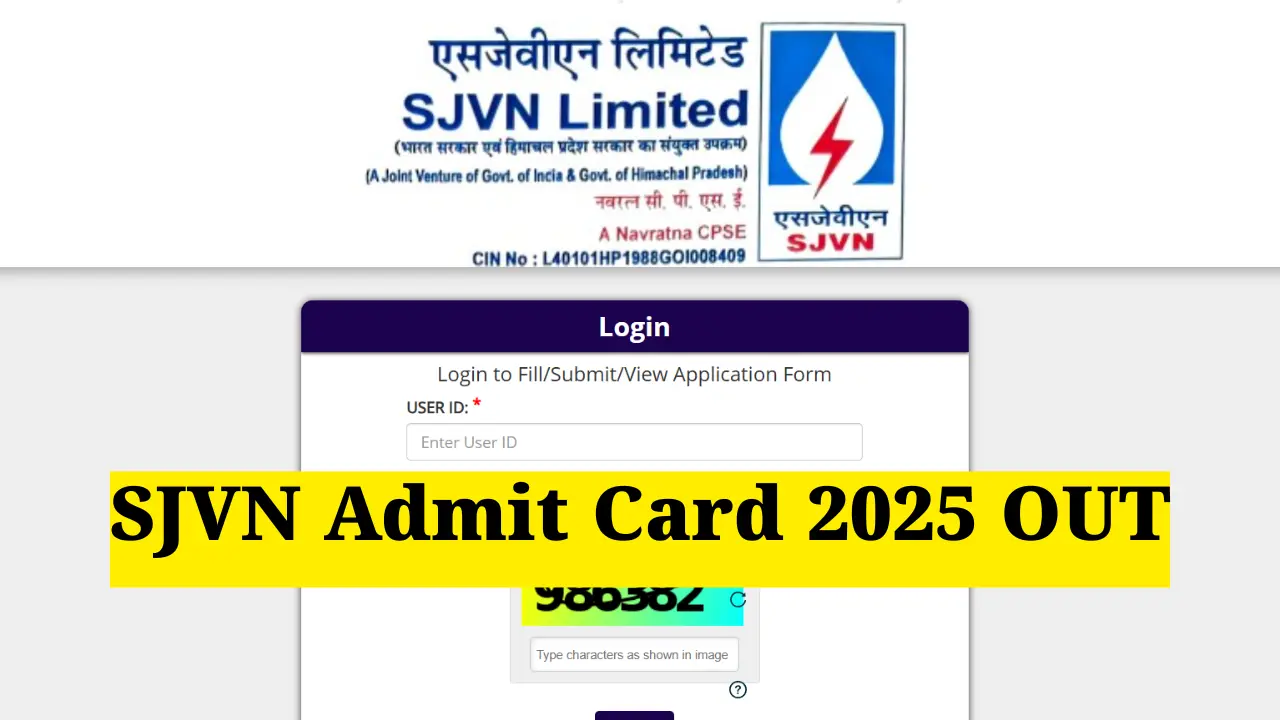 SJVN Admit Card 2025 OUT: एसजेविएन वर्कमैन ट्रेनी परीक्षा का एडमिट कार्ड जारी, इस लिंक से करें डाउनलोड 1 SJVN Admit Card 2025 OUT: एसजेविएन वर्कमैन ट्रेनी परीक्षा का एडमिट कार्ड जारी, इस लिंक से करें डाउनलोड