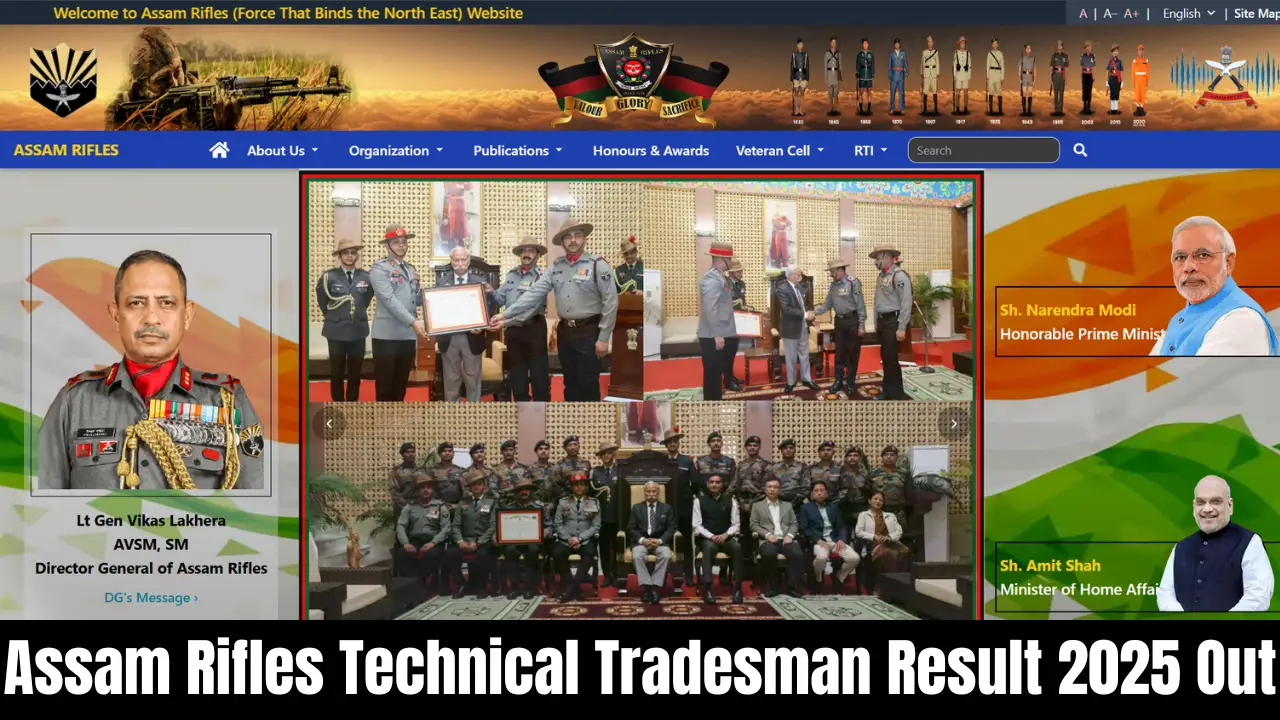Assam Rifles Technical Tradesman Result 2025 Out – Direct Link & PDF Download 1 Assam Rifles Technical Tradesman Result 2025 Out – Direct Link & PDF Download