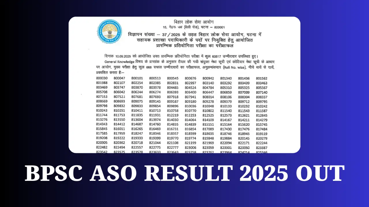 BPSC ASO Result 2025 OUT: बीपीएससी एएसओ प्रीलिम्स रिजल्ट जारी, यहां देखें पूरी जानकारी 1 BPSC ASO Result 2025 OUT