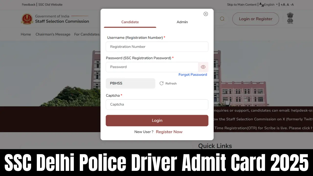 SSC Delhi Police Driver Admit Card 2025 Link: दिल्ली पुलिस ड्राइवर हॉल टिकट जारी, यहां से करें डाउनलोड 1 SSC Delhi Police Driver Admit Card 2025
