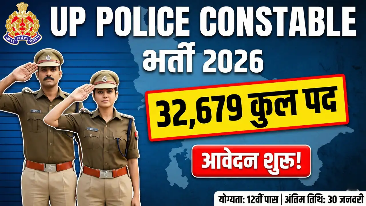 UP Police Constable Bharti 2026: 32,679 पदों पर भर्ती शुरू – आवेदन से पहले देखें यह जरूरी गाइडलाइन 1 UP Police Constable Bharti 2026: 32,679 पदों पर भर्ती शुरू – आवेदन से पहले देखें यह जरूरी गाइडलाइन
